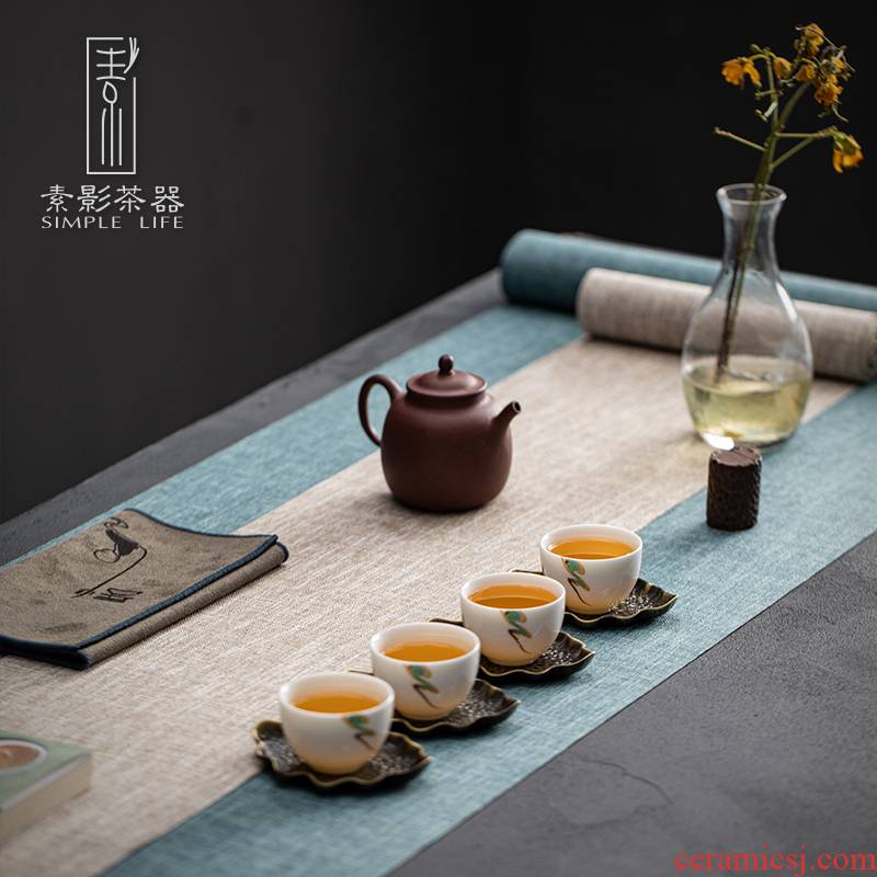 Plain film tea table household linen zen tea table cloth cloth art tea accessories flag mat tea cloth Japanese tea taking
