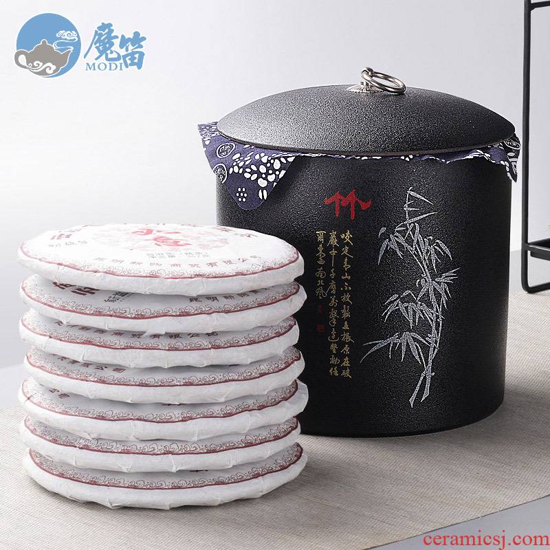The flute, black pottery tea pot seal storage POTS puer tea as cans cake white tea packaging moistureproof manual size seven