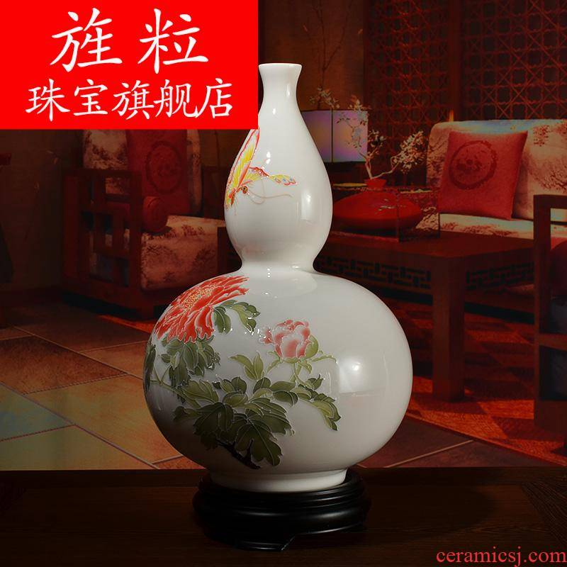 Bm dehua white porcelain hand - made ceramic sitting room adornment gourd vases, furnishing articles butterfly D04-101