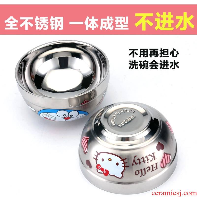 The Children eat baby bowl bowl bowl from the hot female express Children special stainless steel tableware disinfection with cover