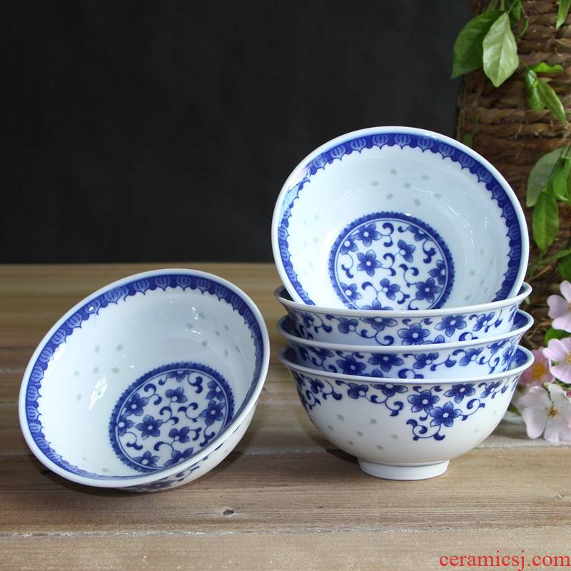 Jingdezhen blue and white porcelain tableware ceramics and exquisite bowls bowl five inches job suits for home dishes to restore ancient ways small bowl
