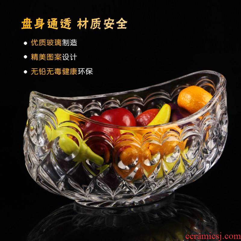 Fruit plate ideas, lovely crystal glass Fruit bowl creative modern dry Fruit tray household melon tea table