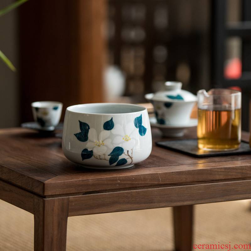 Vegetation school ceramics hand - made camellia tea wash in hot water barrel built for wash water in a kung fu tea accessories water jar