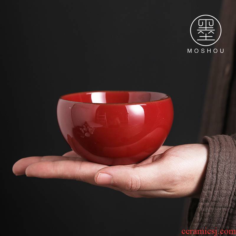 By both red guanyao tea master cup single cup sample tea cup kung fu ceramic cups and move large - sized restoring ancient ways