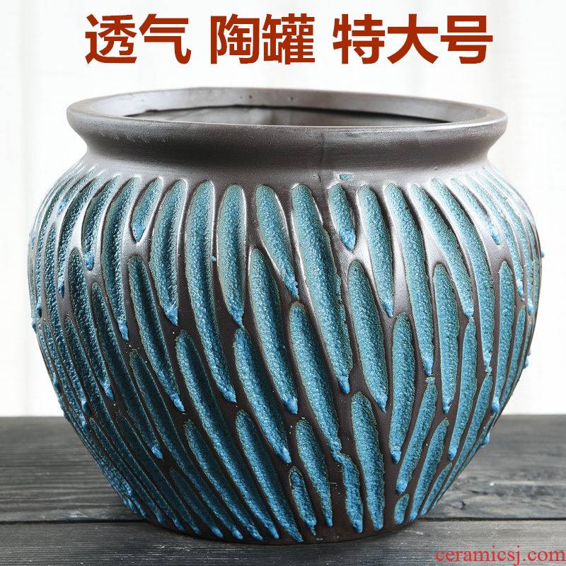 Fleshy zhuang zi large creative ceramic coarse pottery flowerpot oversized indoor old running mercifully glazed pottery jar of Fleshy flower pot