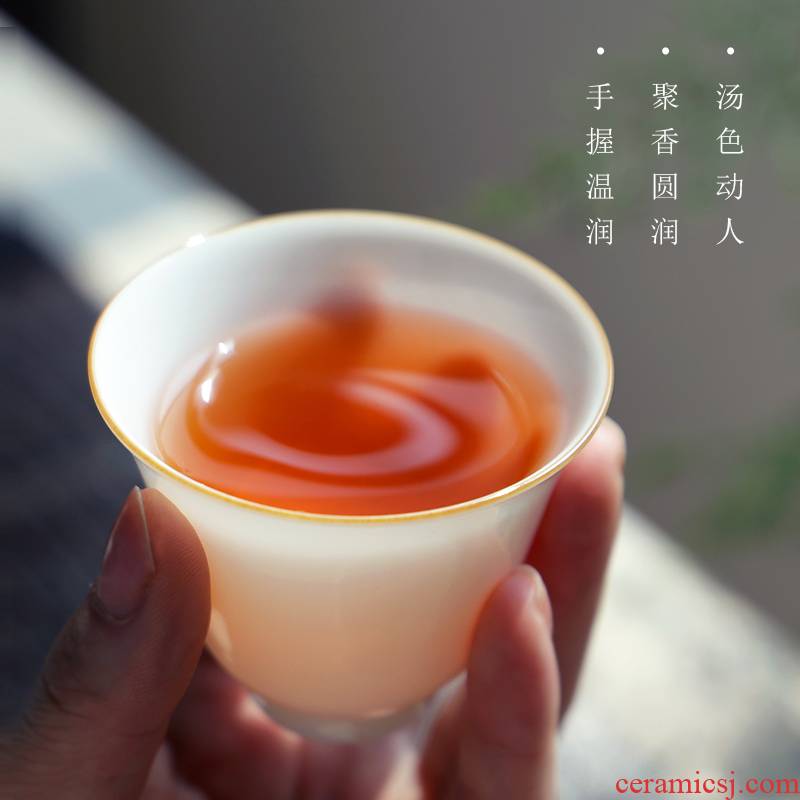 Master kung fu tea cups from ooze hall jingdezhen porcelain sample tea cup sweet white glazed ceramic cup single cup size of pure manual