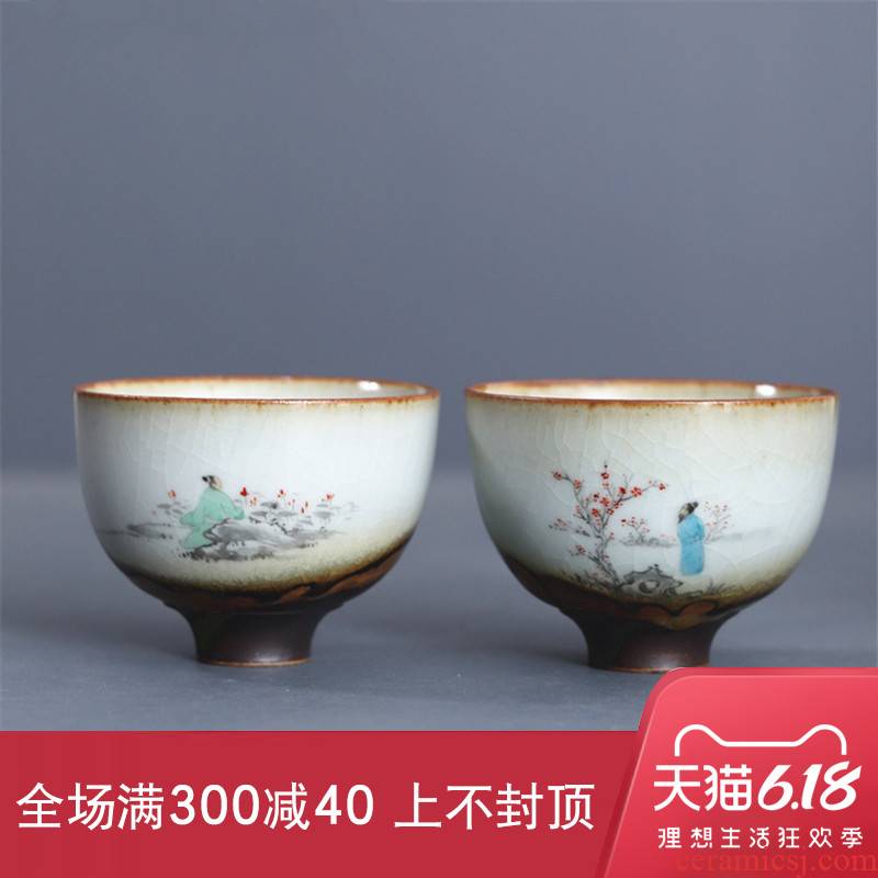 New Chinese style masters cup your up hand - made reward may admire the lotus cup wind expression zen pottery tea fullness