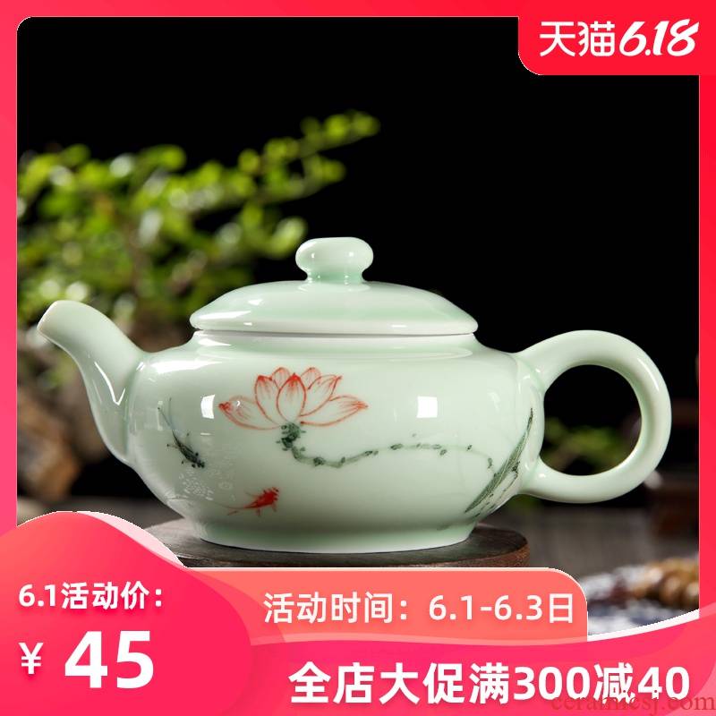 Kongfu tea set longquan celadon ceramic hand - made little teapot tea tea porcelain single pot small tea ware