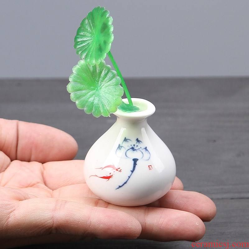 Ceramic vases, small place play mini pet pocket fingertips tea tea tea accessories tea hydroponic flowers
