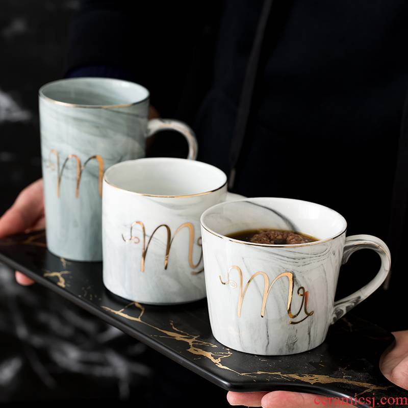 Ming up European marble mark cup creative up phnom penh ceramic English office coffee cup couples cup cup
