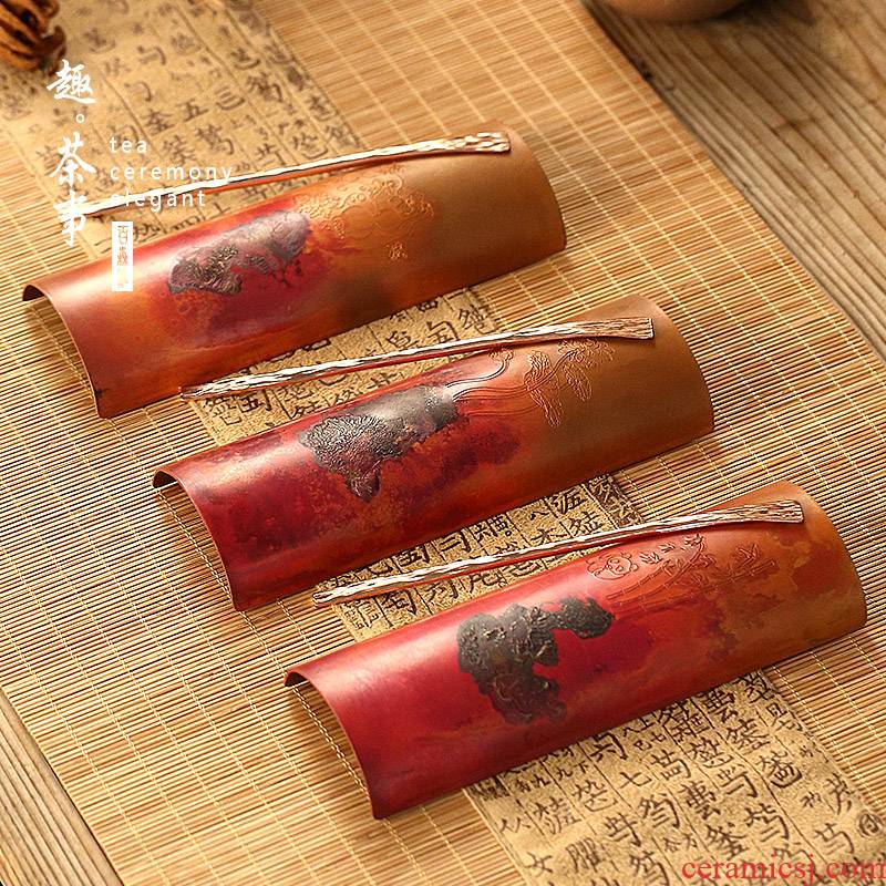 Babson d copper is suit pure manual pure copper its tea steak ChaBo tea holder tea set 6 gentleman accessories