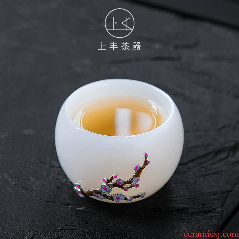 On the an abundant tea jade porcelain cup sample tea cup masters cup extra large coloured glaze single CPU kung fu tea accessories zen art glass