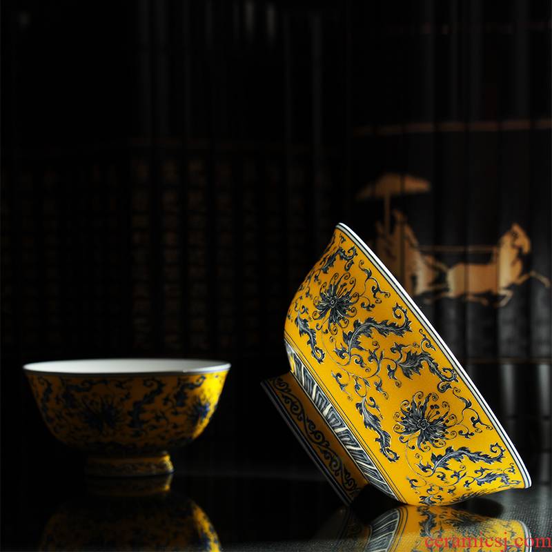 8 hx archaize of jingdezhen porcelain manual pick flowers, pastel blue and white porcelain bowl rainbow such as bowl furnishing articles antique collection