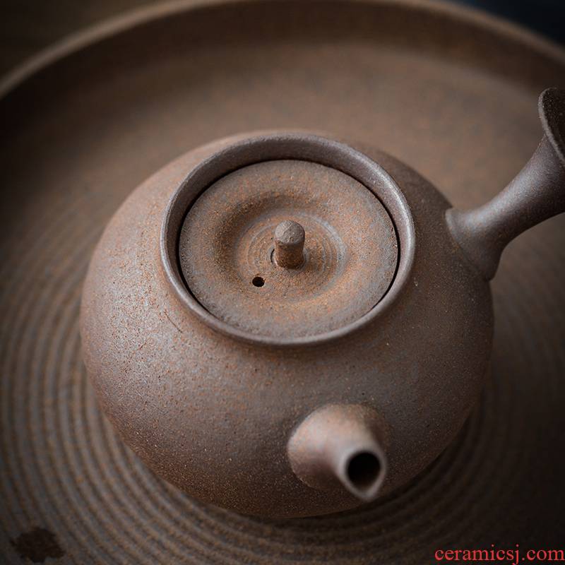 Japanese coarse pottery checking worry their pot pot side rock, kung fu tea teapot zen heating temperature base teapot
