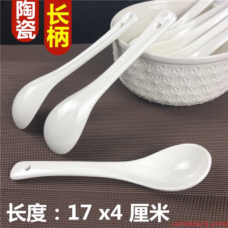 The Add long spoon, rainbow such use creative ceramic spoon run surface cup restaurant hotel spoon, long - handled lovely Chesapeake.