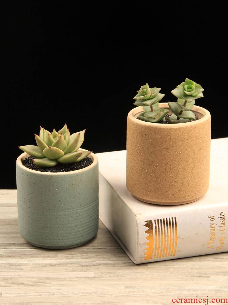 Rough small creative meaty plant mini flower pot in thick clay ceramic interior balcony office contracted flowerpot