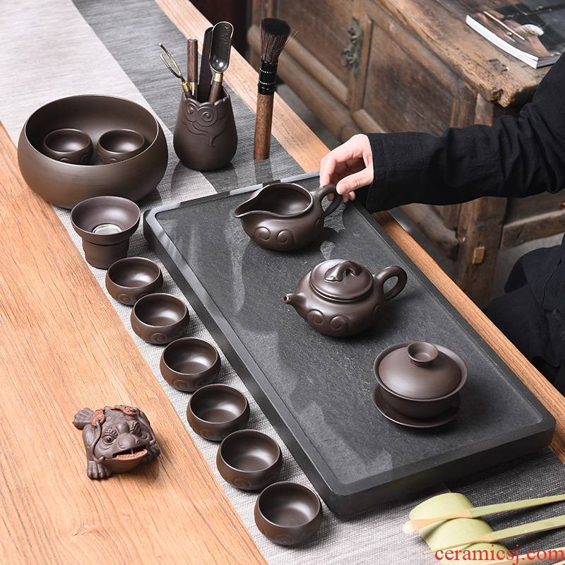 Hk xin rui household violet arenaceous kung fu tea set ancient zisha teapot teacup tea tea set group