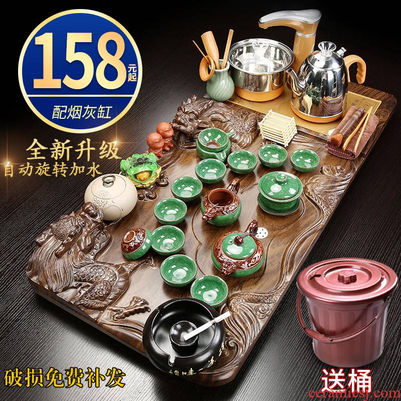 Ceramic kung fu tea sets of household contracted solid wood tea tray automatic electrothermal furnace little teapot tea cup of tea