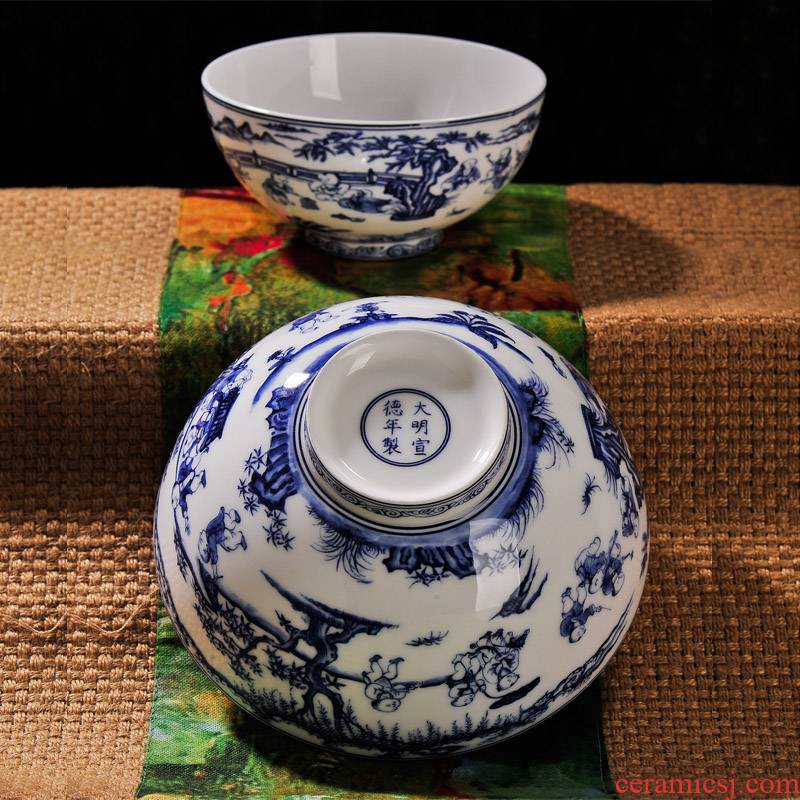 Baby play figure 8 hx blue and white porcelain jingdezhen ceramic bowl rainbow such use manually tableware suite instant noodles bowl big meal