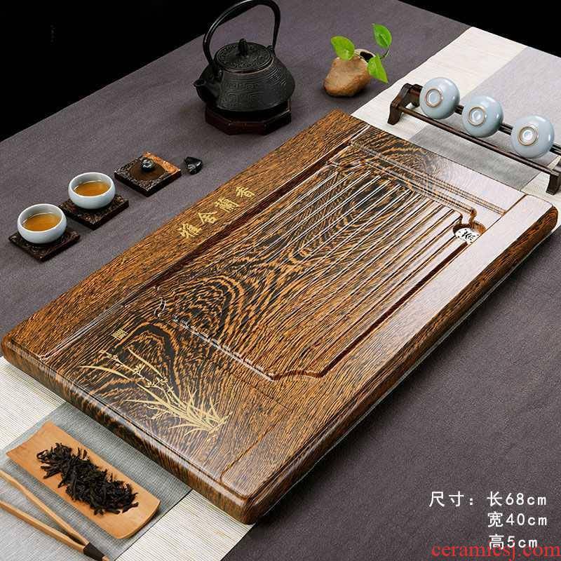 Tea tray Tea tray household kunfu Tea table rectangular blocks practical wooden contracted drainage Tea set on sale