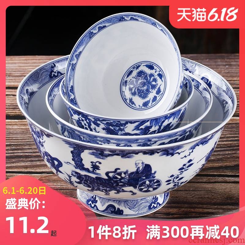 Dishes suit household of Chinese style dinner Dishes jingdezhen glair use high hot eat bowl blue and white porcelain bowls