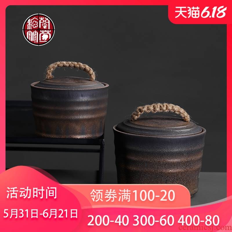 By patterns coarse pottery tea pot of gold wide pu 'er tea cake to the storage tank to restore ancient ways the creative seal storage tanks
