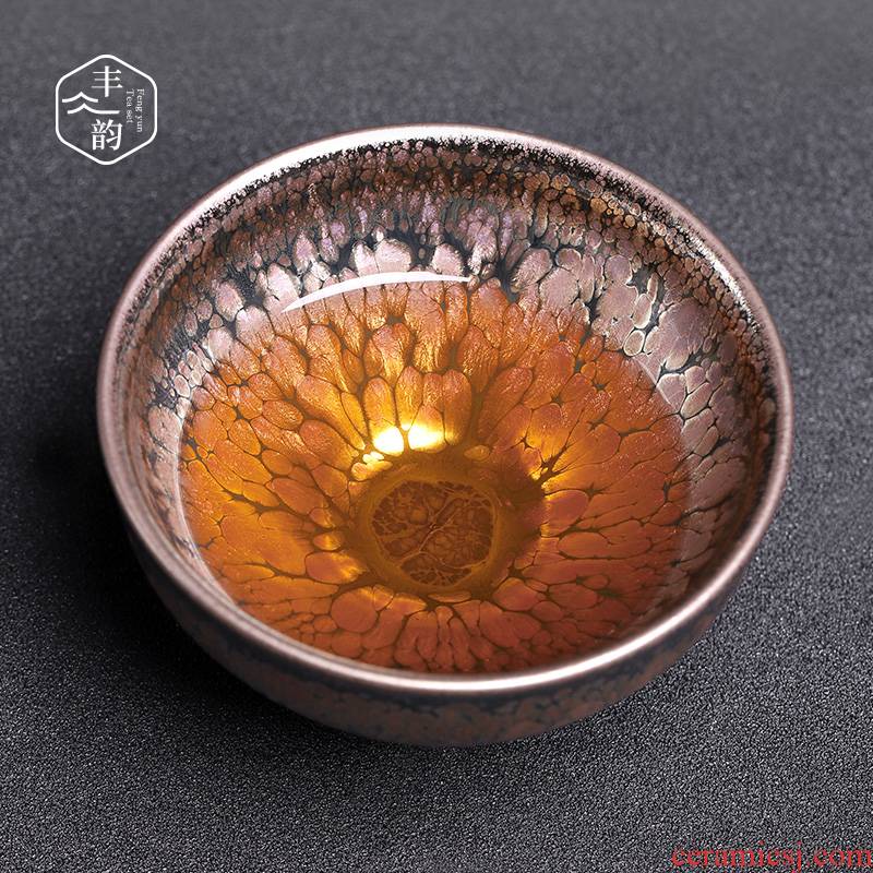 Famous hand - made f lotus jinzhan koubei jianyang built beam light cup zijin oil droplets masters cup tire iron bowl single CPU