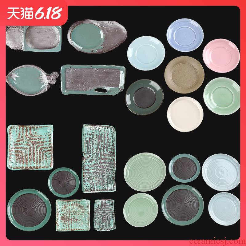 Ceramic tray was rounded square white biscuit firing coarse pottery creative fleshy flower pot dish of small and medium - sized flowerpot tap water