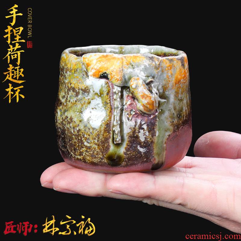 Artisan fairy firewood tea cup home creative restoring ancient ways is pure manual, kung fu tea set a single large ceramic masters cup