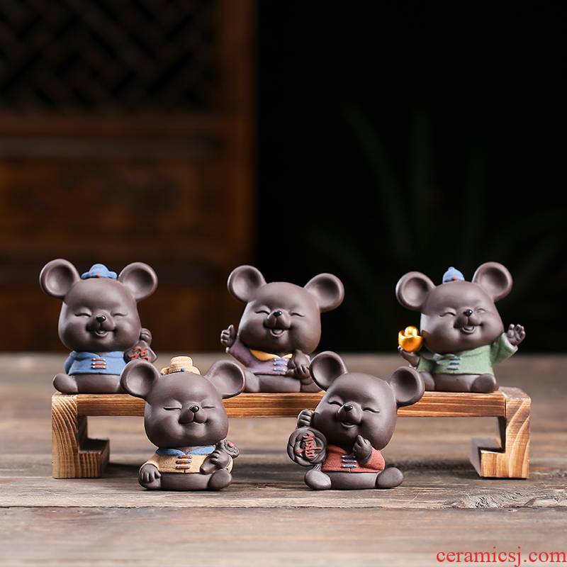 JiaXin violet arenaceous creative zodiac embryonic rat spoil furnishing articles kung fu tea accessories boutique tea can keep playing tea furnishing articles