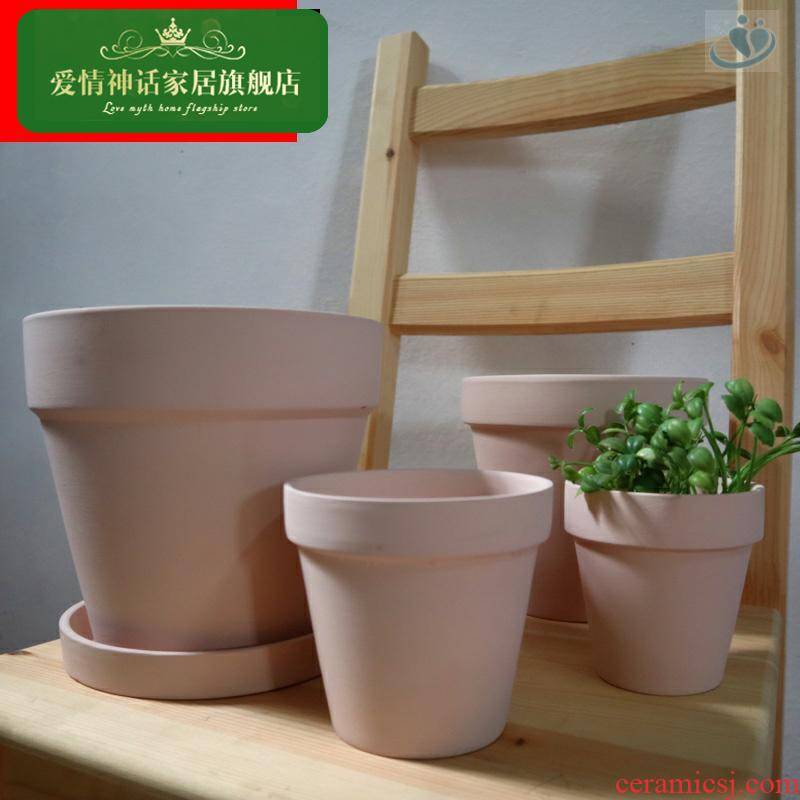 Morandi pale pink red pottery flowerpot Nordic INS contracted wind indoor and is suing fleshy ceramic pot planting gm
