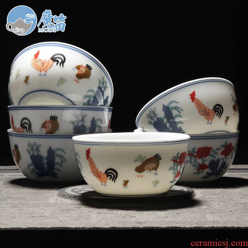 Flute jingdezhen hand - made of da Ming chenghua bucket color ceramic cups chicken cylinder cup archaize kung fu master sample tea cup cup