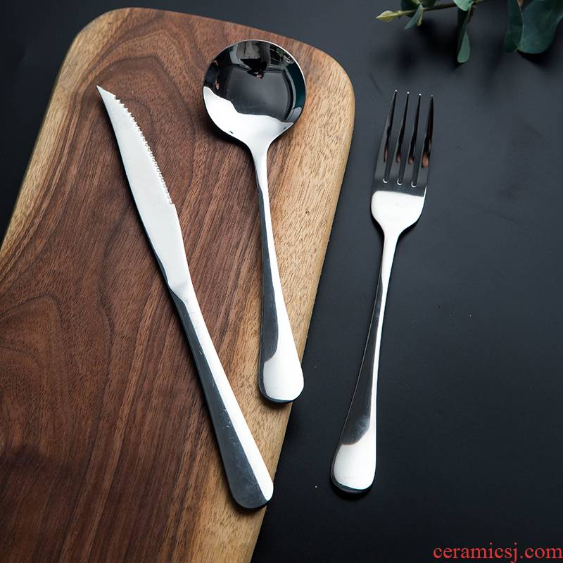 Ming litres of continental food tableware suit household stainless steel steak knife and fork spoon, fruit dessert fork
