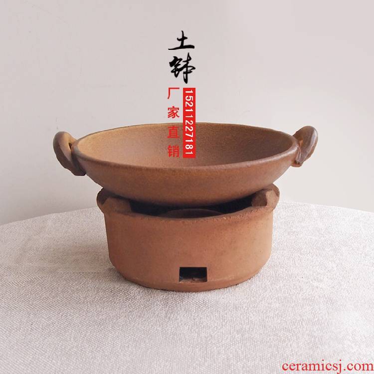Ceramic ears high - temperature dry pot pot flat plate thickening dry pot alcohol furnace hunan museum features dishes
