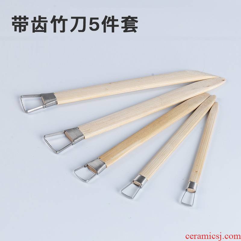 Small clay figurine toothed bamboo knife ceramic tools molded plastic clay its pottery DIY hand tools