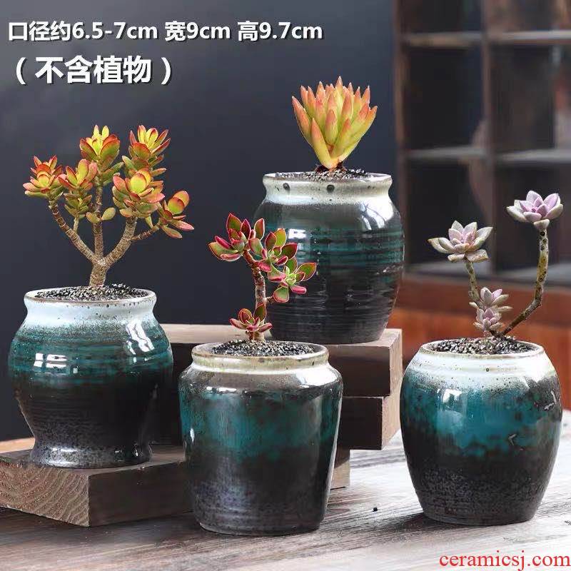 Fleshy old running the ceramic coarse pottery flowerpot breathable creative move special offer a clearance meat meat plant flowers, potted package mail