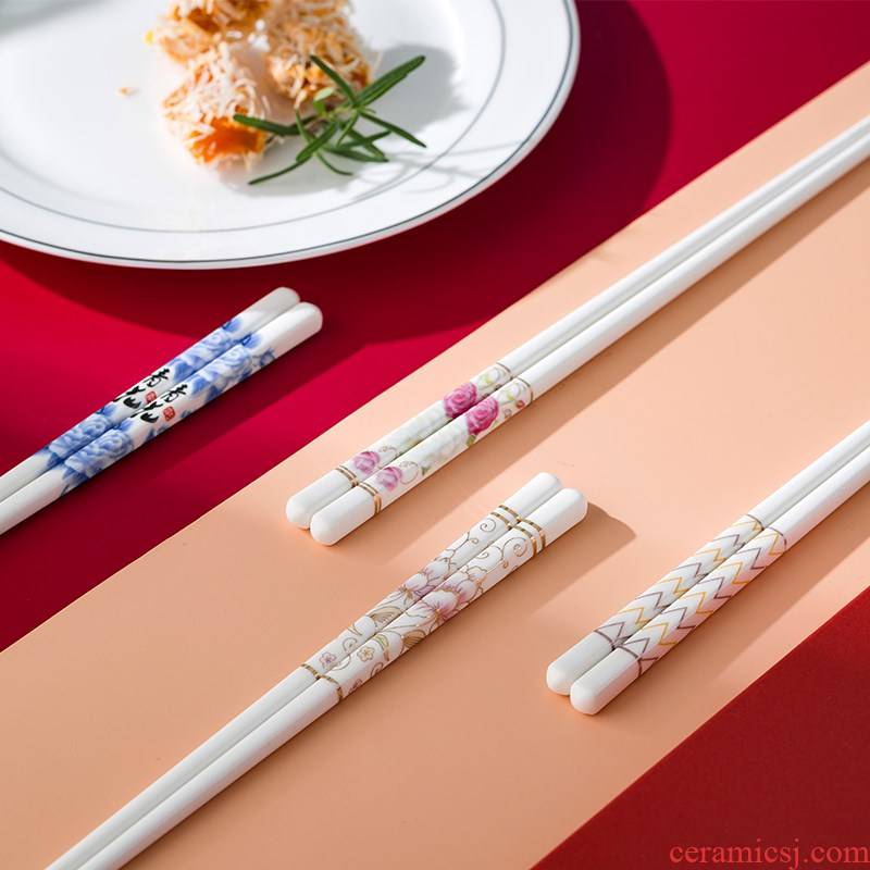 Jingdezhen ceramic chopsticks informs the high - grade antiskid mouldproof ivory white ipads porcelain tableware suit 10 pairs of gifts