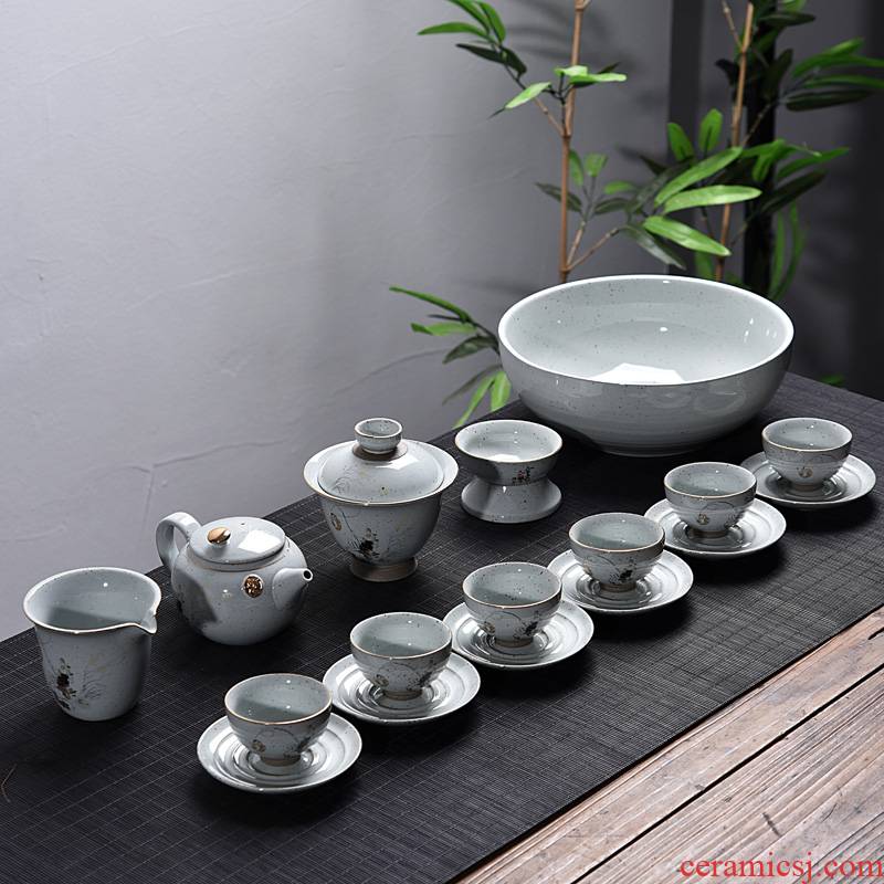 Into this monkey contracted office creative household ceramics kung fu tea tea sets tea tea officer ceramic cups