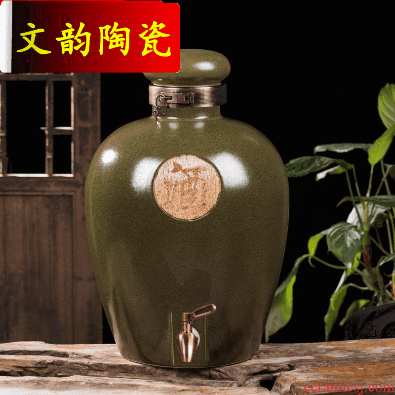Jingdezhen ceramic household article rhyme wine jar it 10 jins 20 jins 50 kg to seal wine jar of imitation