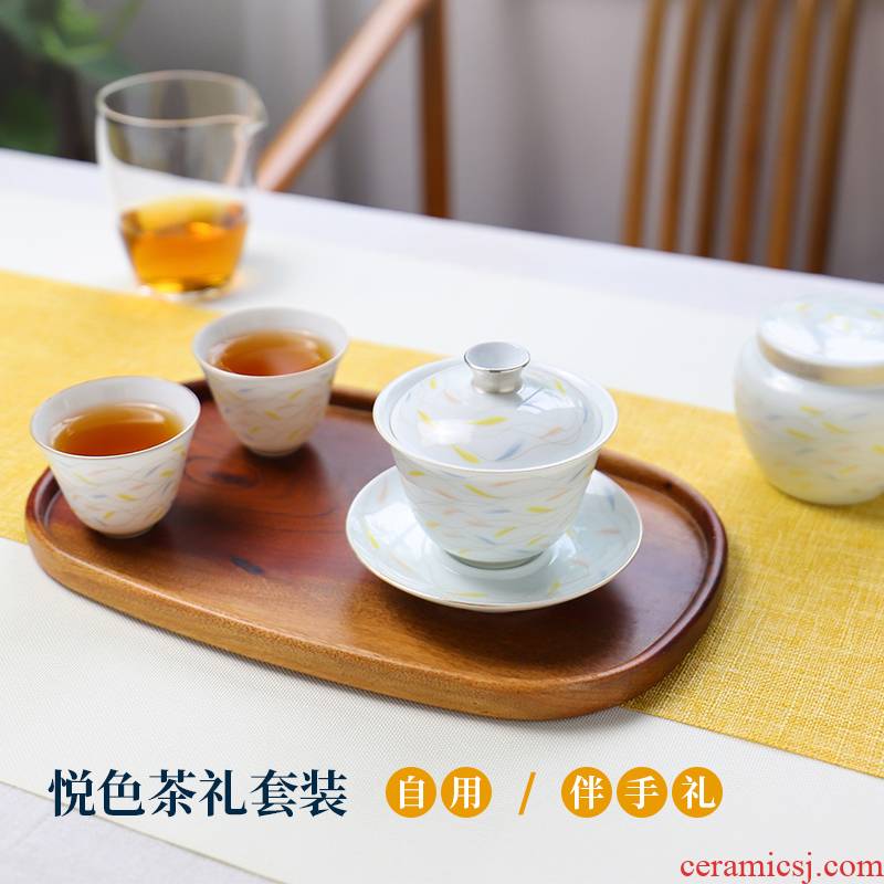 The Escape this hall tureen tea bowl of tea cups suit family jingdezhen porcelain bowl of a complete set of kung fu tea set