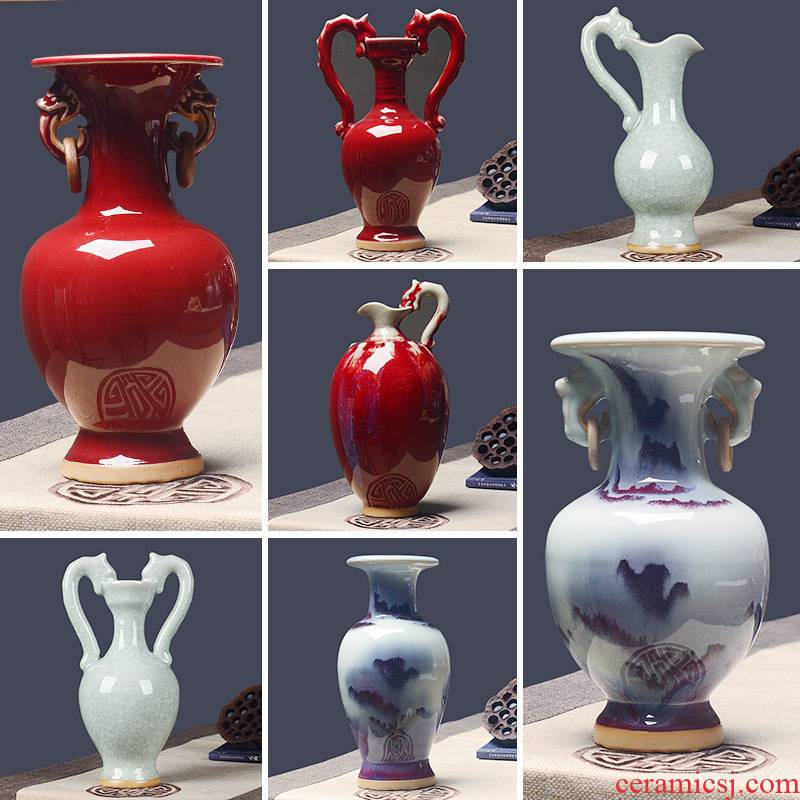 Jun porcelain slice open ears ruby red wine ark, adornment of jingdezhen ceramics vase Chinese domestic act the role ofing handicraft furnishing articles