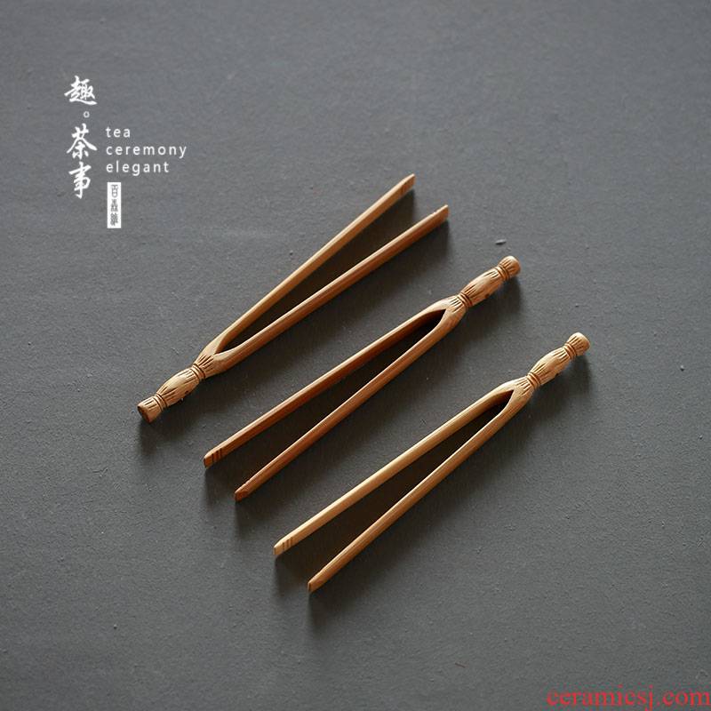 Babson section d pure hand - carved lotus root ChaGa tweezers kung fu tea set old bamboo cup tea 6 gentleman accessories