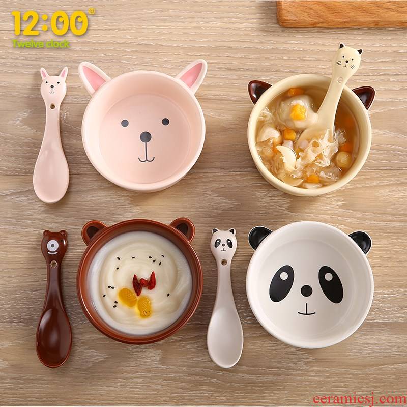Drop the baby children job home sweet dishes chopsticks tableware ceramic bowls cartoon character to eat soup bowl