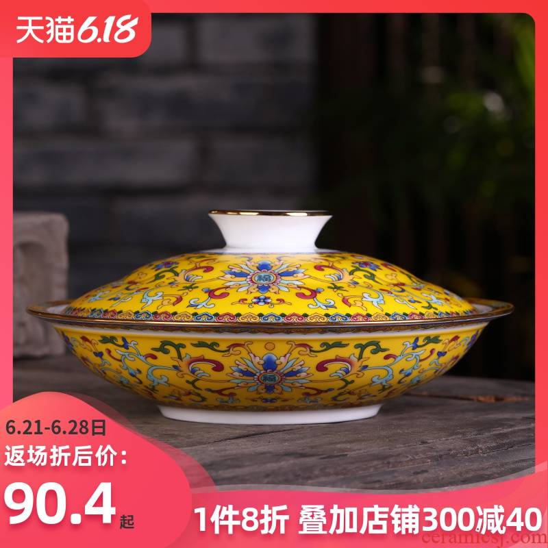 Jingdezhen porcelain ipads son home hotel creative combination of Chinese ceramic dish dribbling lid plate 8 inch combiner