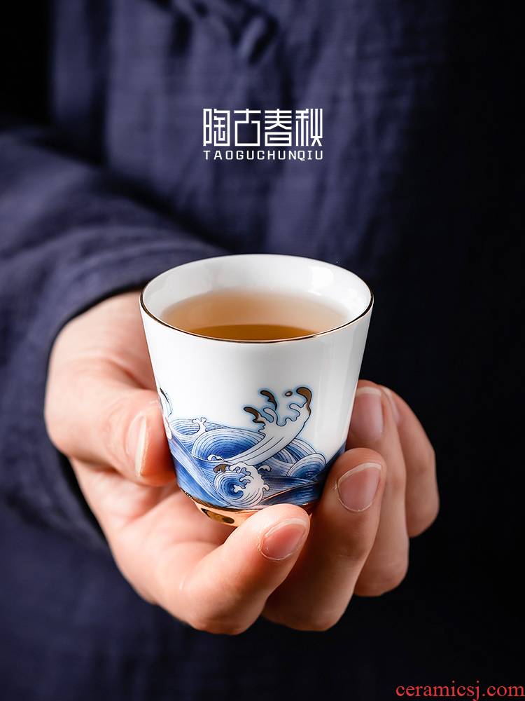 Treader ceramic tea set individual cup of blue and white porcelain bowl with small sample tea cup single CPU kung fu tea cup, cup host