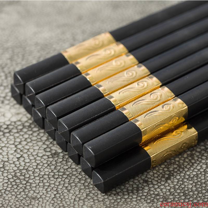 Family hotel alloy chopsticks sets 10 pairs of household head Europe type non - slip stainless steel tableware chopsticks
