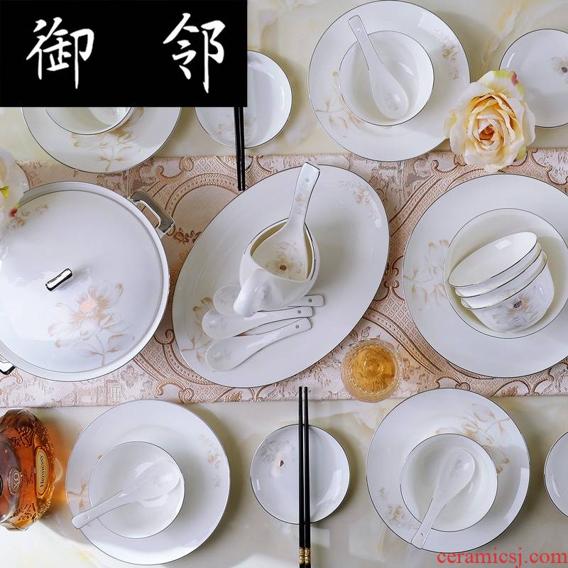 Manual paint 60 skull porcelain tableware set valued dishes household of Chinese style up phnom penh ceramic dishes chopsticks gift box