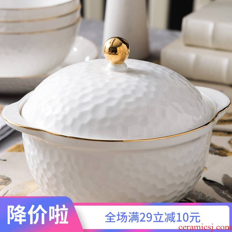 European style up phnom penh 9 inches round with cover product jingdezhen ceramic pot soup pot pot home large ipads China large soup bowl