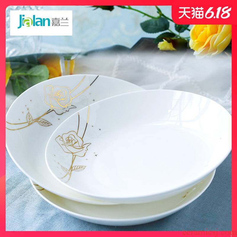 Garland ipads porcelain plates of household ceramic plates deep dish dish dish word "dumpling" western - style food tableware ideas of circular plates