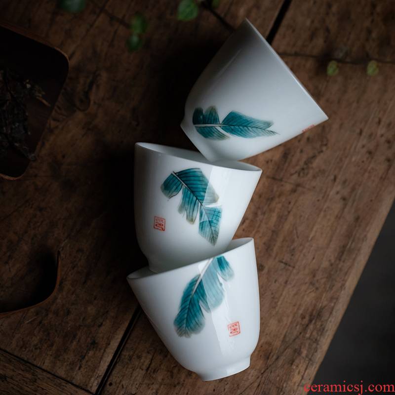 Vegetation school white porcelain cup hand - made sample tea cup checking ceramic cups but small tea bowl, a cup of tea master